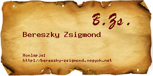Bereszky Zsigmond névjegykártya